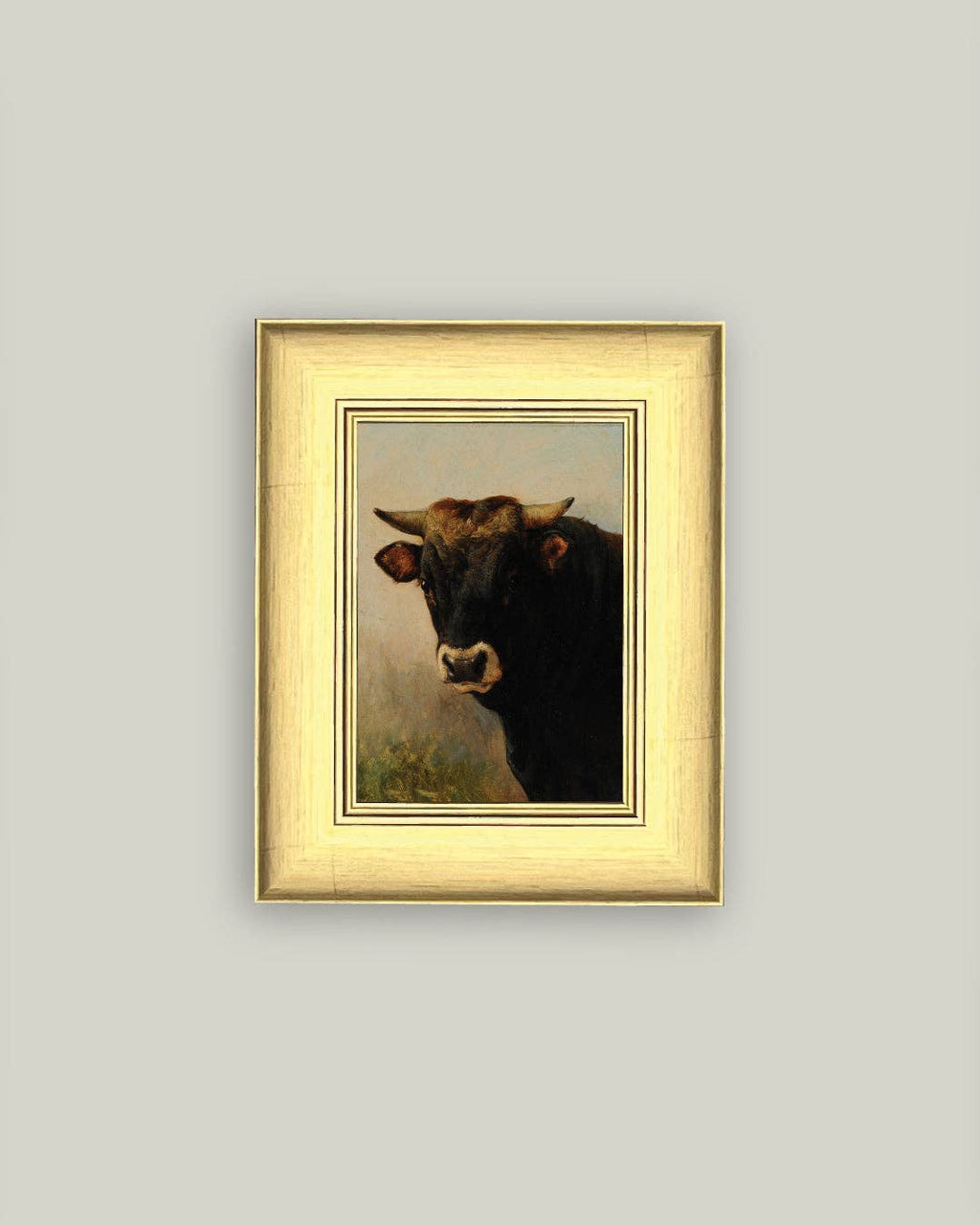 Black Ox Head Framed Antique Art