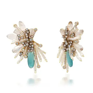 Beads and Crystals Spray Earrings