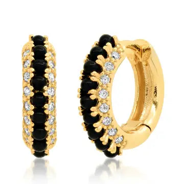 Huggies With Bead and Cz Accent