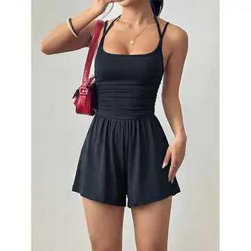 Summer Strapless Wide-Leg Loose Waist-Cinching Romper