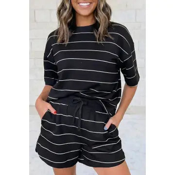 Half Sleeve Tee Drawstring Short Set