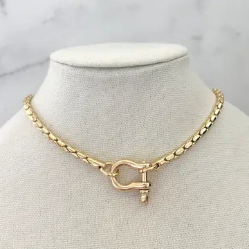Braided Chain Buckle Necklace 16" inches
