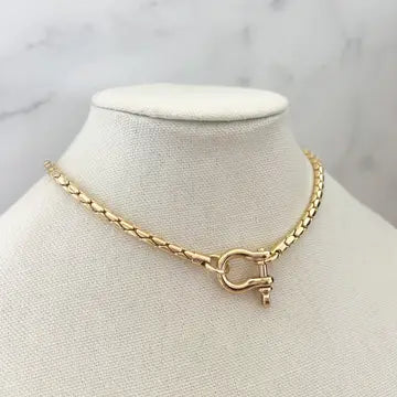 Braided Chain Buckle Necklace 16" inches