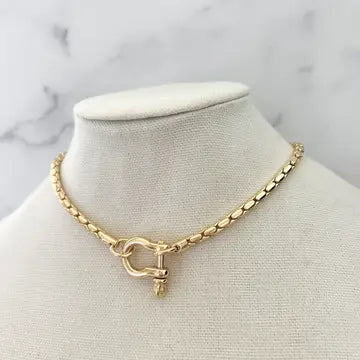 Braided Chain Buckle Necklace 16" inches