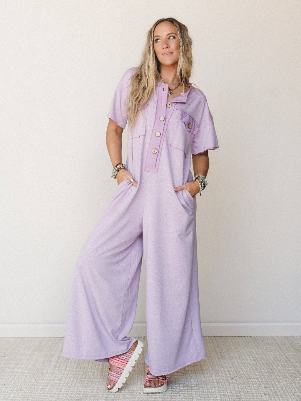 Jodi Short Sleeve Jumpsuit - Lavender