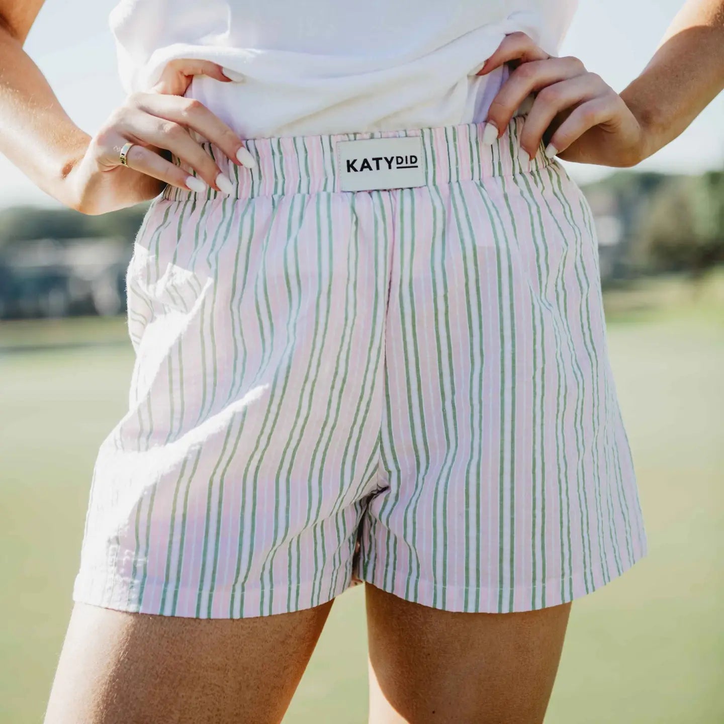 Pink + Green Striped Boxer Shorts