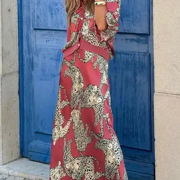 Retro Leopard Skirt Set