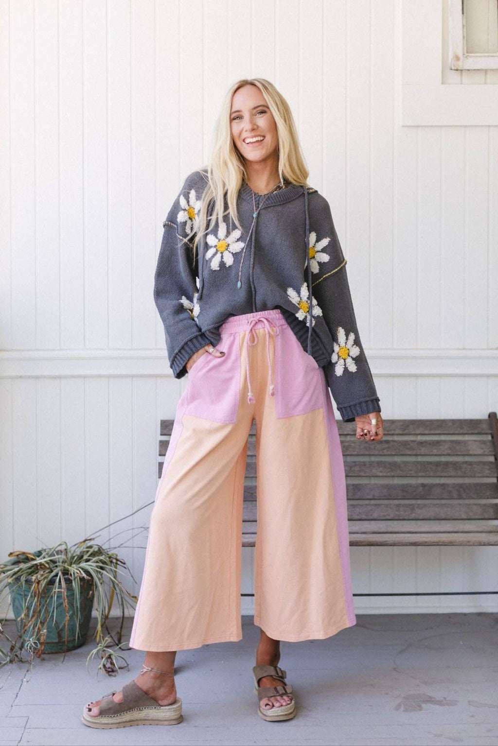 Breeze Lounge Wide Leg Pants - Orange Purple