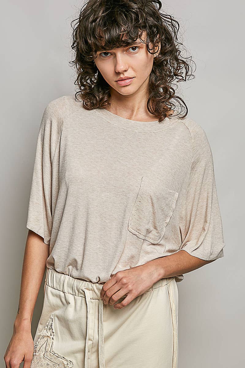 Vintage Washed Relaxed Fit Jersey Top Everyday Tee SALE