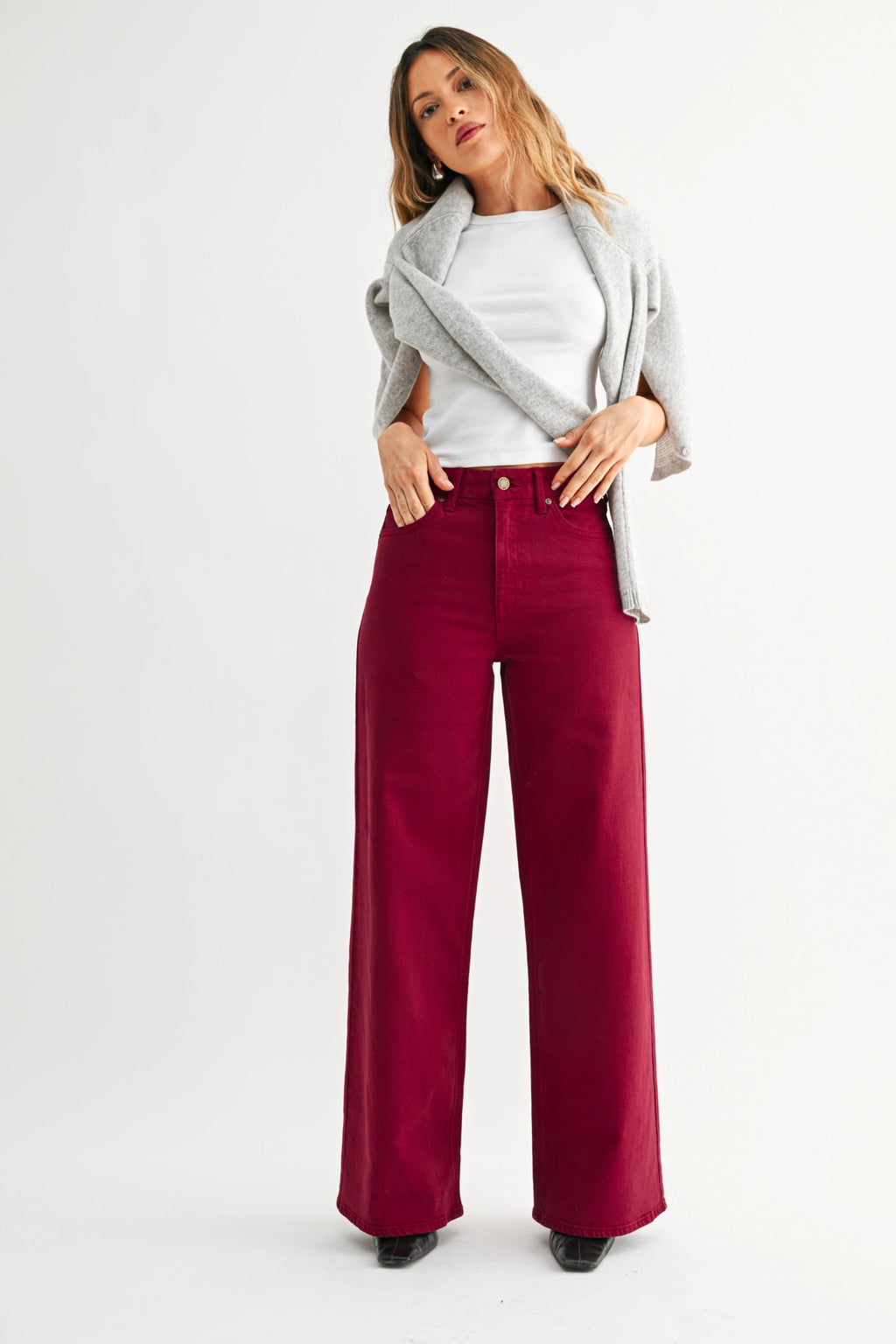 Cherry Palazo Wide Leg Jean