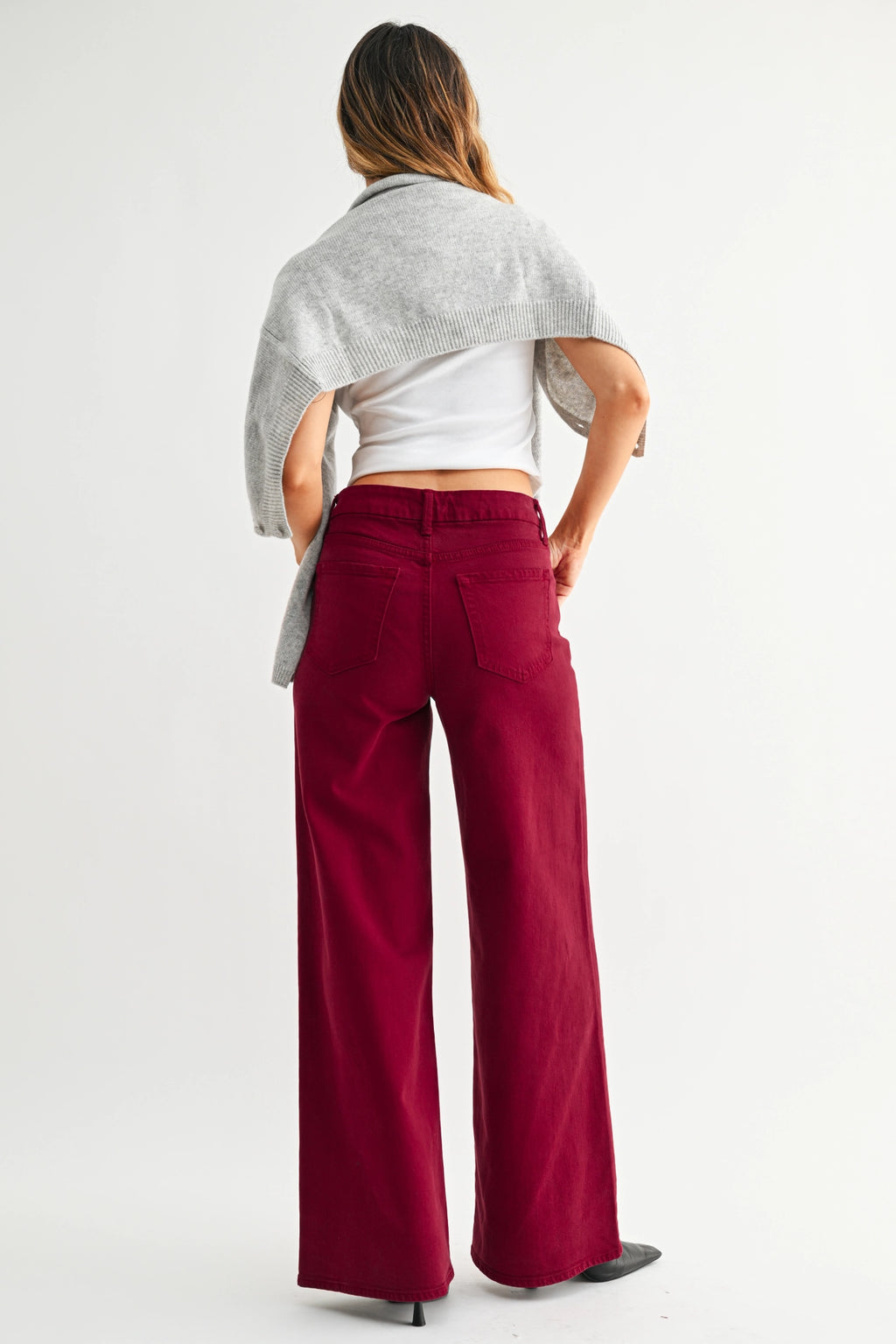Cherry Palazo Wide Leg Jean