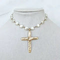 Pearl Cross Necklace 18"inches