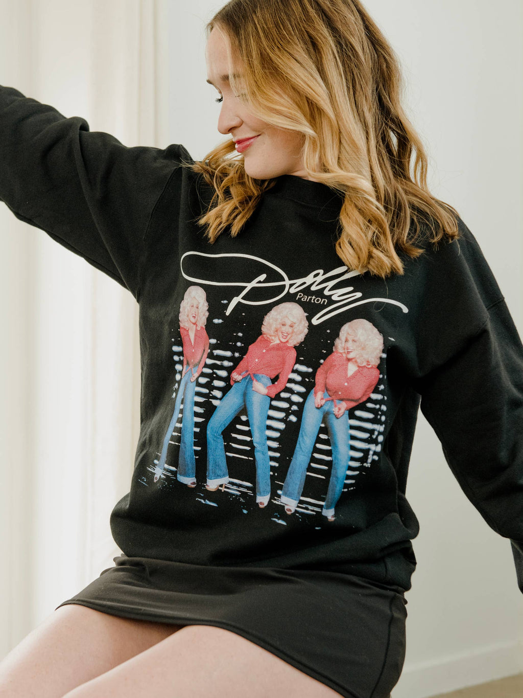 Dolly Parton Triple Threat Black Licensed Sweatshirt