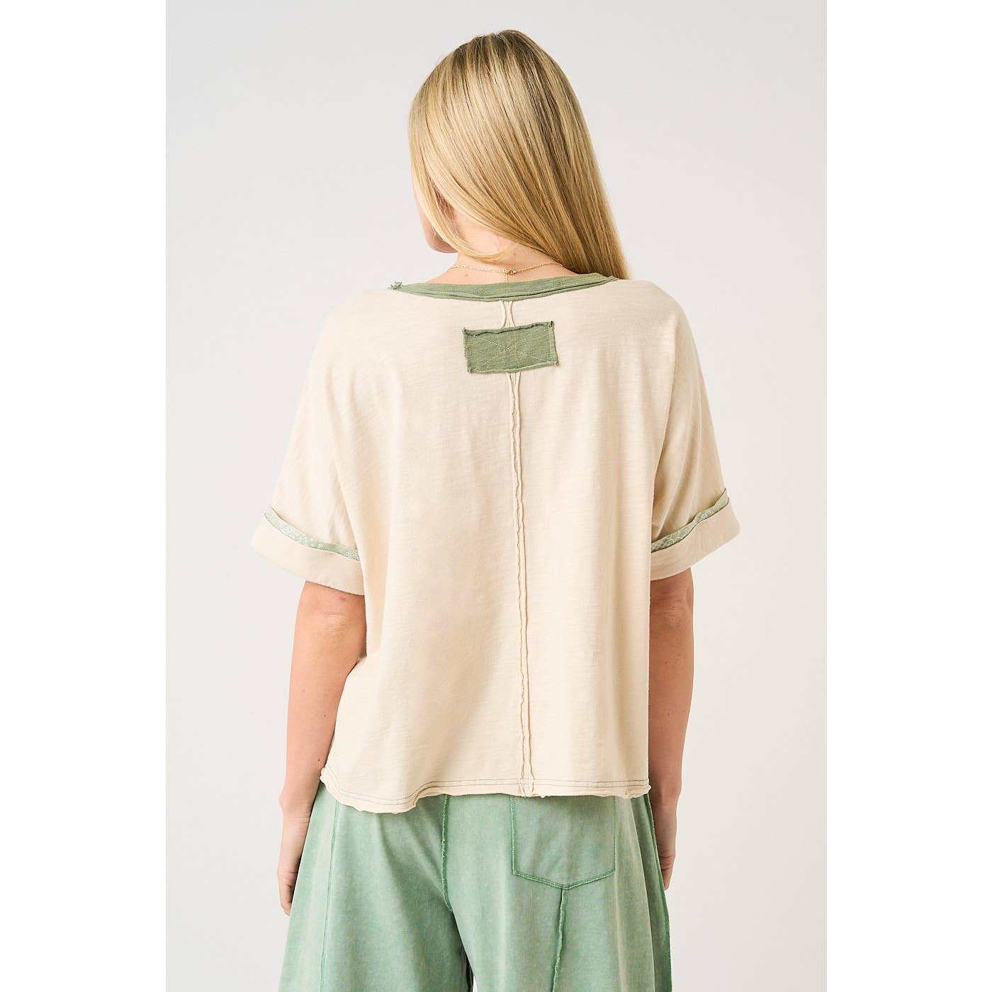 Horseshoe Patchwork Relaxed Short Sleeve Top