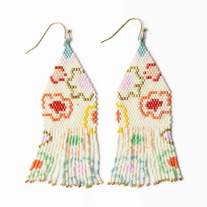 Delilah Poppies Beaded Fringe Earrings