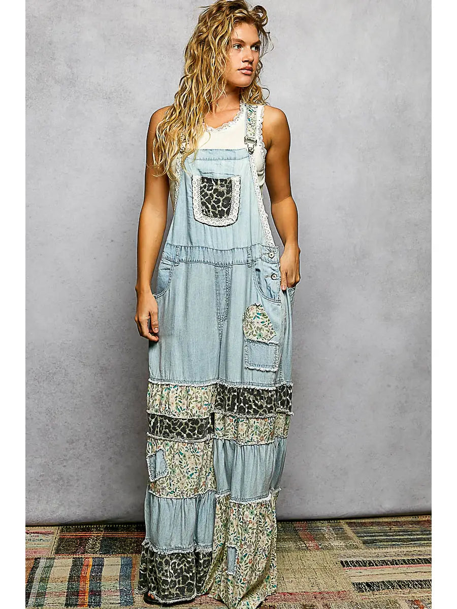 Ruffled and Patched Overalls
