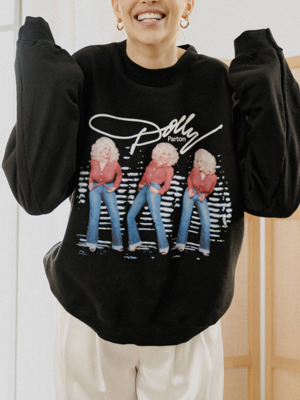 Dolly Parton Triple Threat Black Licensed Sweatshirt