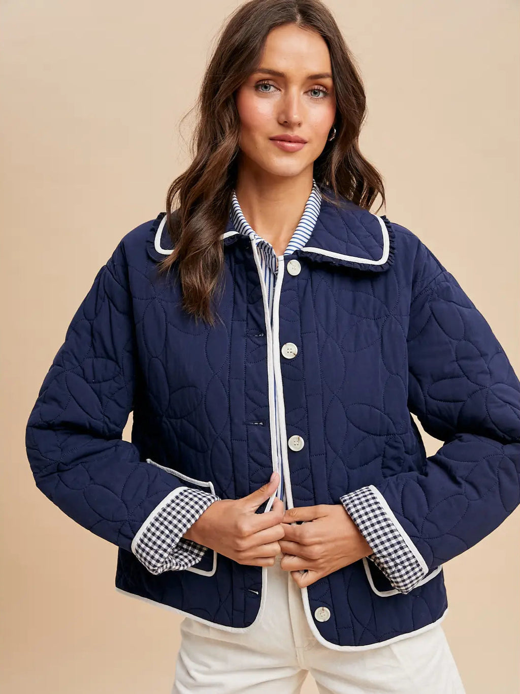 Floral Quilted Collared Jacket