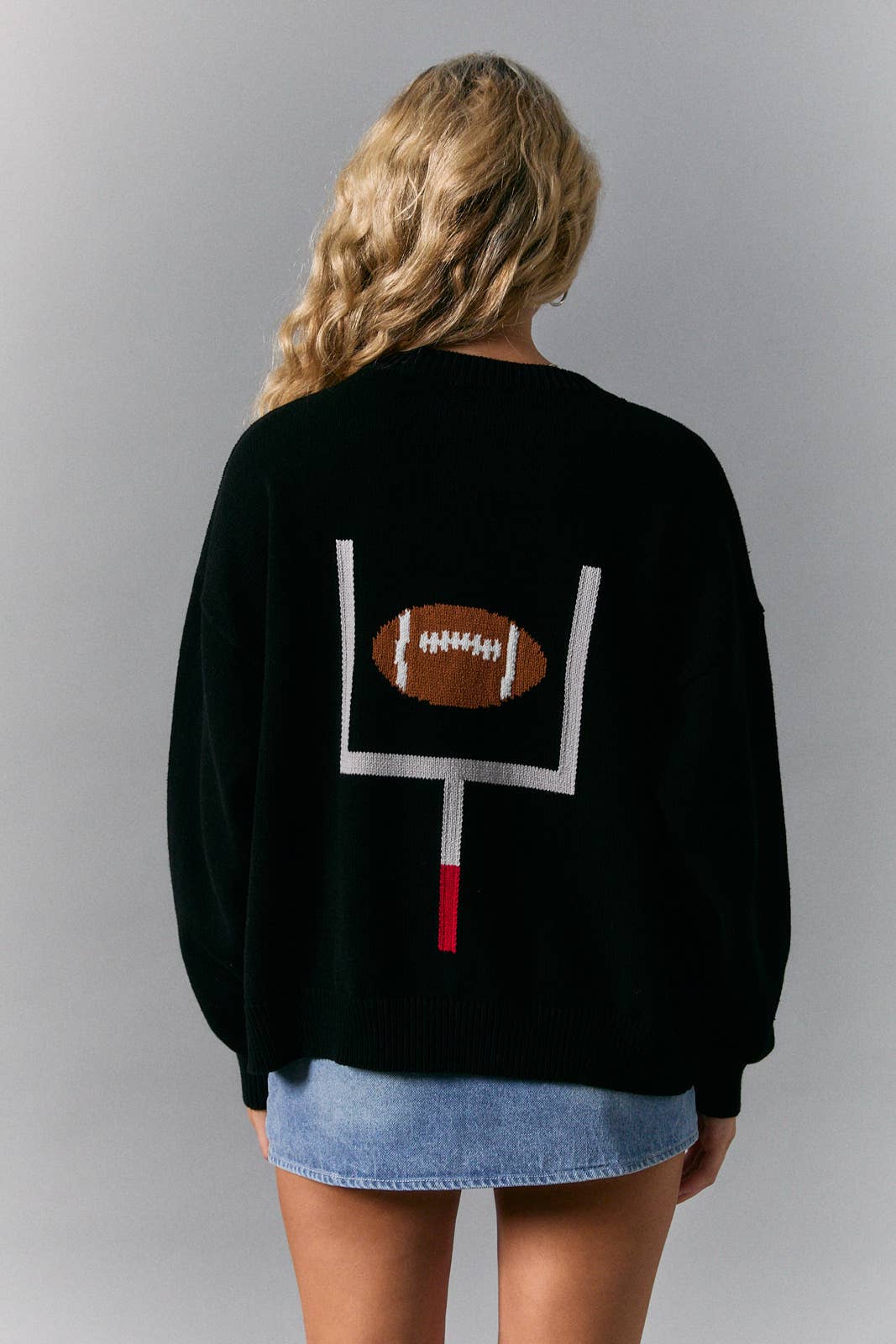 Long  Sleeve Football Sweater Cardigan