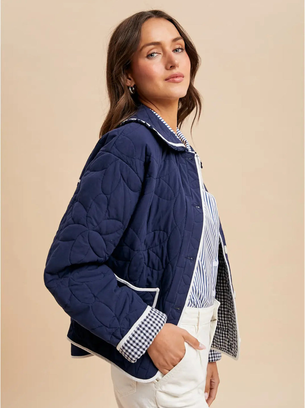 Floral Quilted Collared Jacket