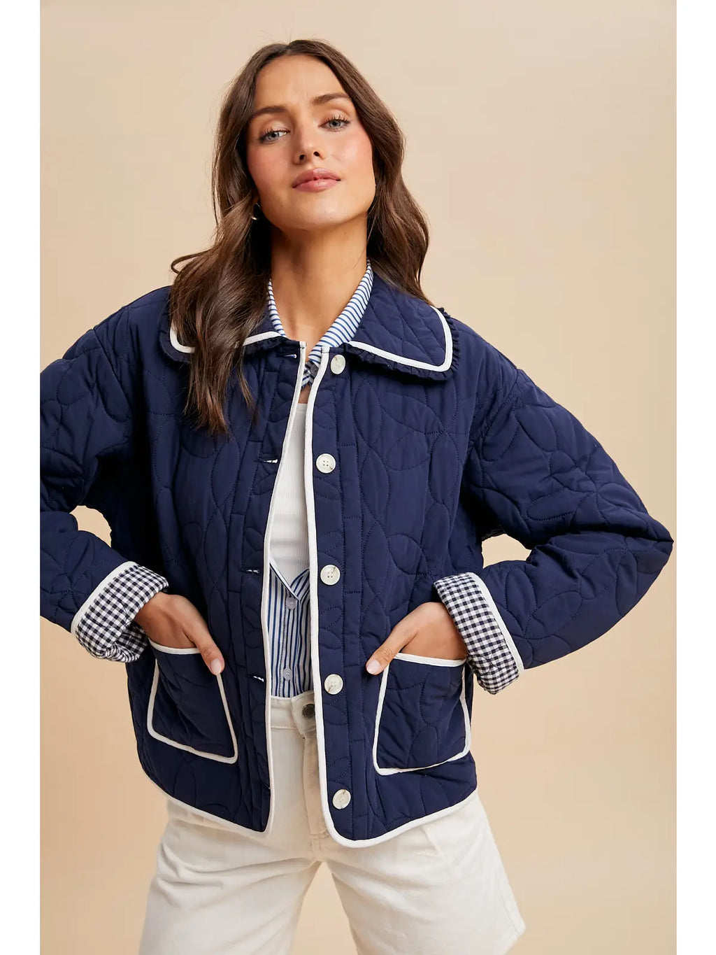 Floral Quilted Collared Jacket