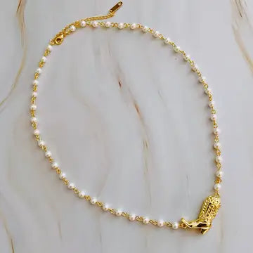 Cowgirl Boot Pearl Chain Necklace