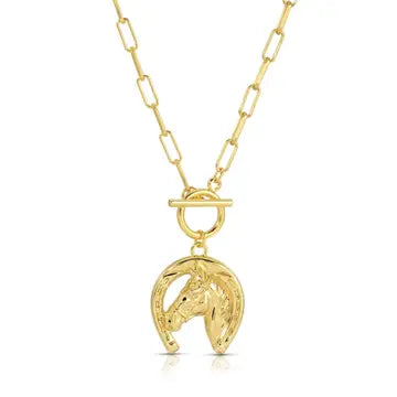 Bold Horseshoe Pendant Toggle Necklace
