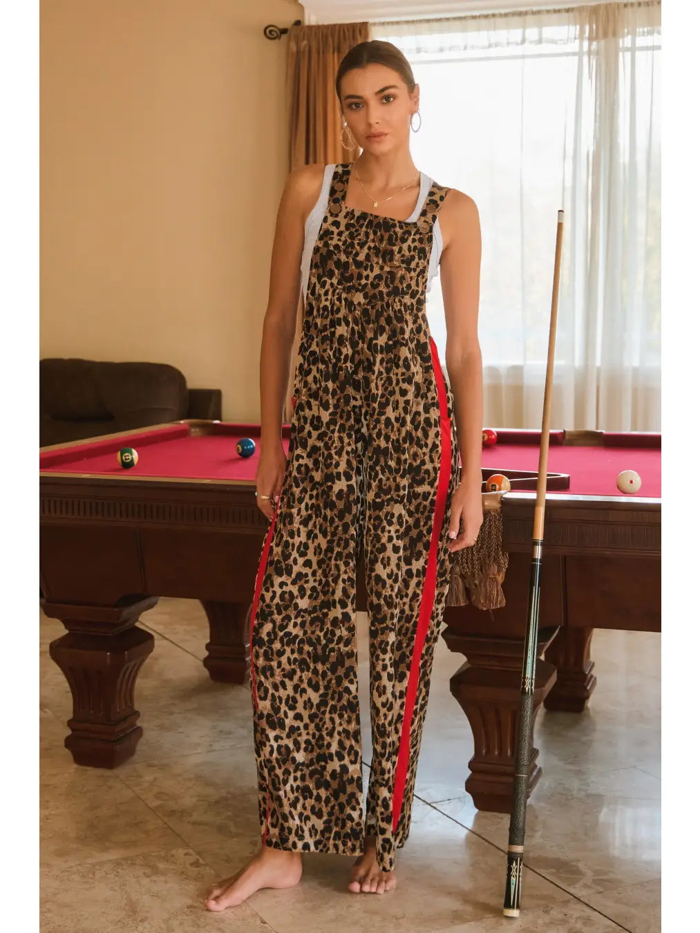 Leopard Printed Overall Jumpsuit