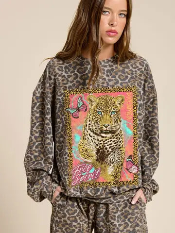 Free Spirit Dreamer Leopard Graphic Long Sleeve