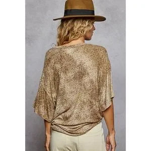 V Neck Short Sleeve Leopard Print