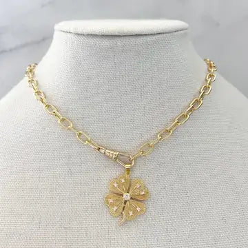 Lucky Clover Charm Necklace 18" inches