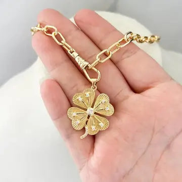 Lucky Clover Charm Necklace 18" inches