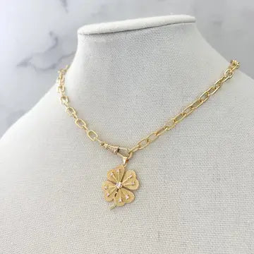 Lucky Clover Charm Necklace 18" inches