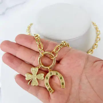 Lucky Horseshoe Charm Necklace 18" inches
