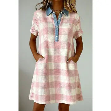 Denim Shirt Collar buttoned Mini Dress