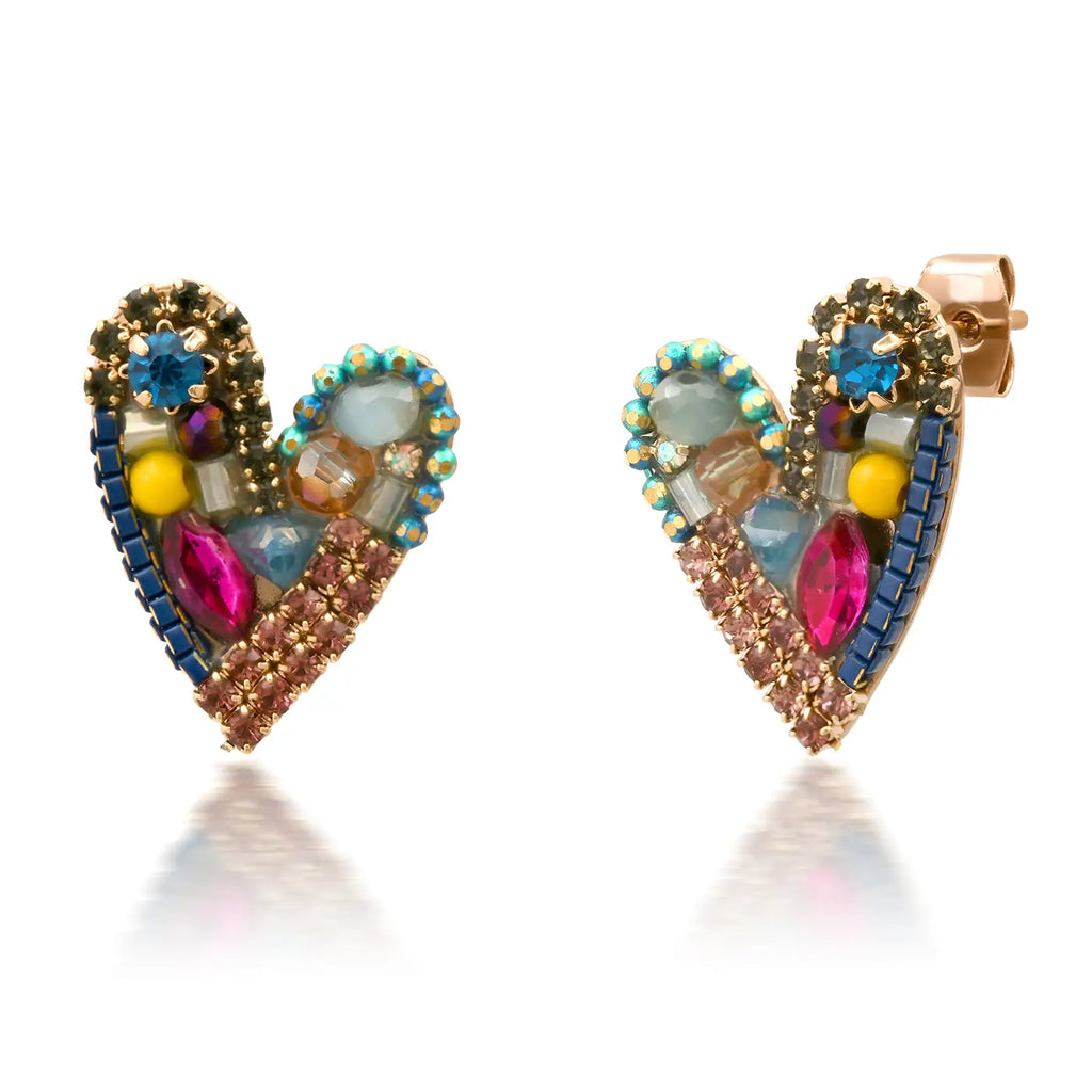 Mixed Media Heart Studs