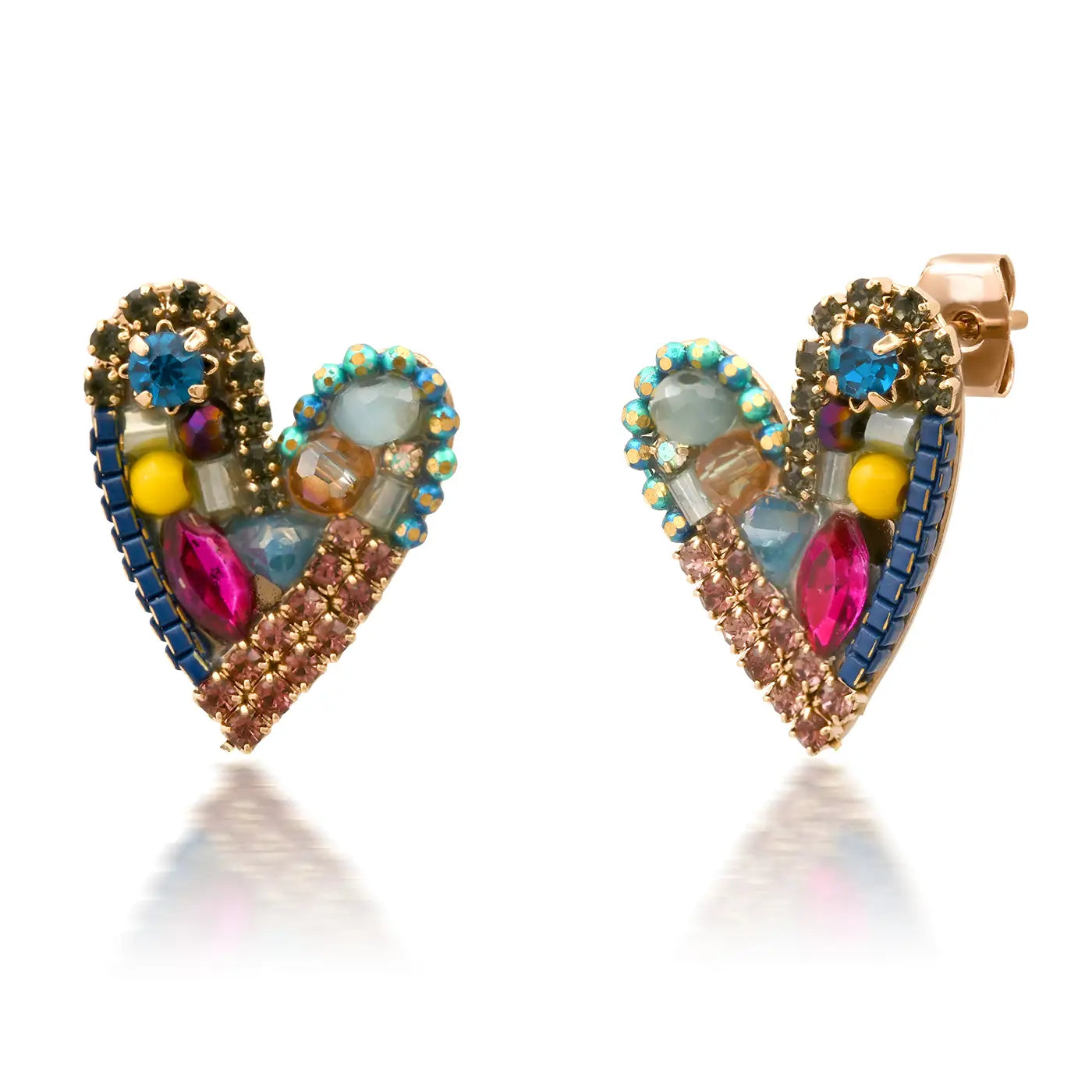 Mixed Media Heart Studs