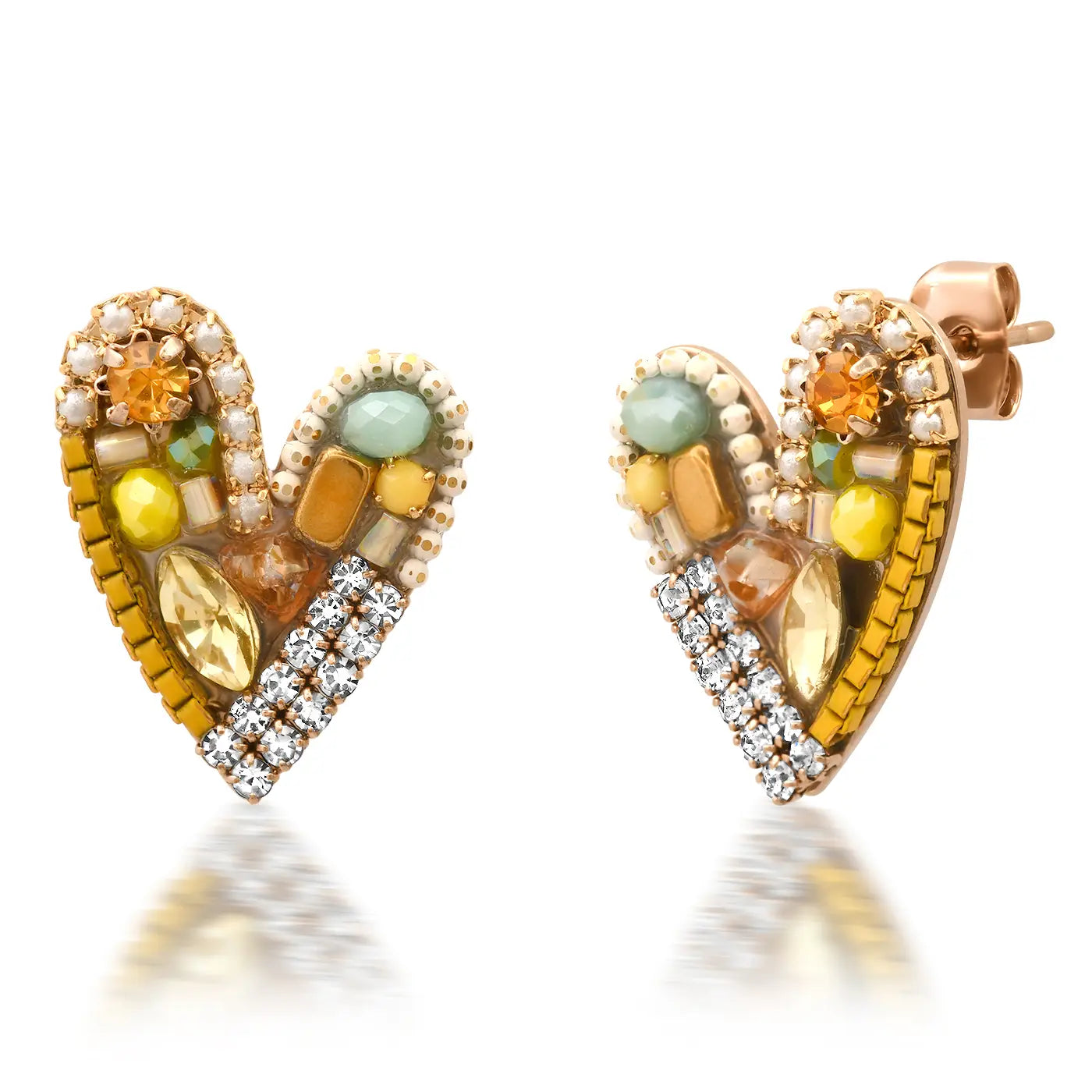 Mixed Media Heart Studs