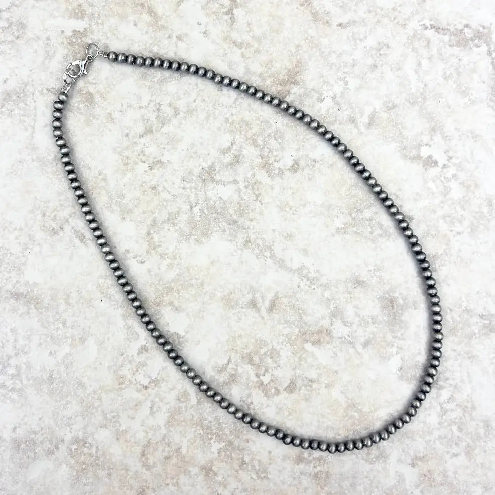 Silver 16 Inches 4mm Silver Navajo Pearl Bead Necklace