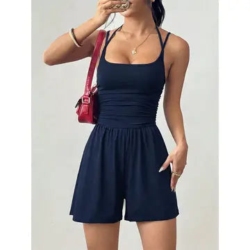 Summer Strapless Wide-Leg Loose Waist-Cinching Romper