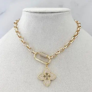 Princess Flower Carabiner Necklace 16"inches