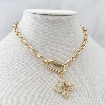 Princess Flower Carabiner Necklace 16"inches