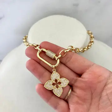 Princess Flower Carabiner Necklace 16"inches