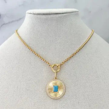 Turquoise Rolo Chain Charm Necklace