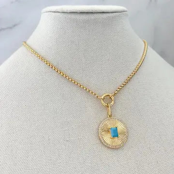 Turquoise Rolo Chain Charm Necklace