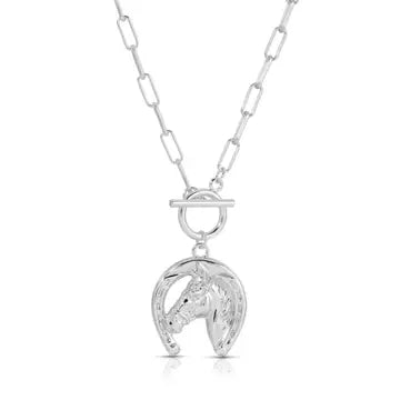Bold Horseshoe Pendant Toggle Necklace