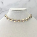 Two Tone Tab Chain Necklace 16"inches