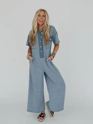 Jodi Short Sleeve Jumpsuit - Lavender