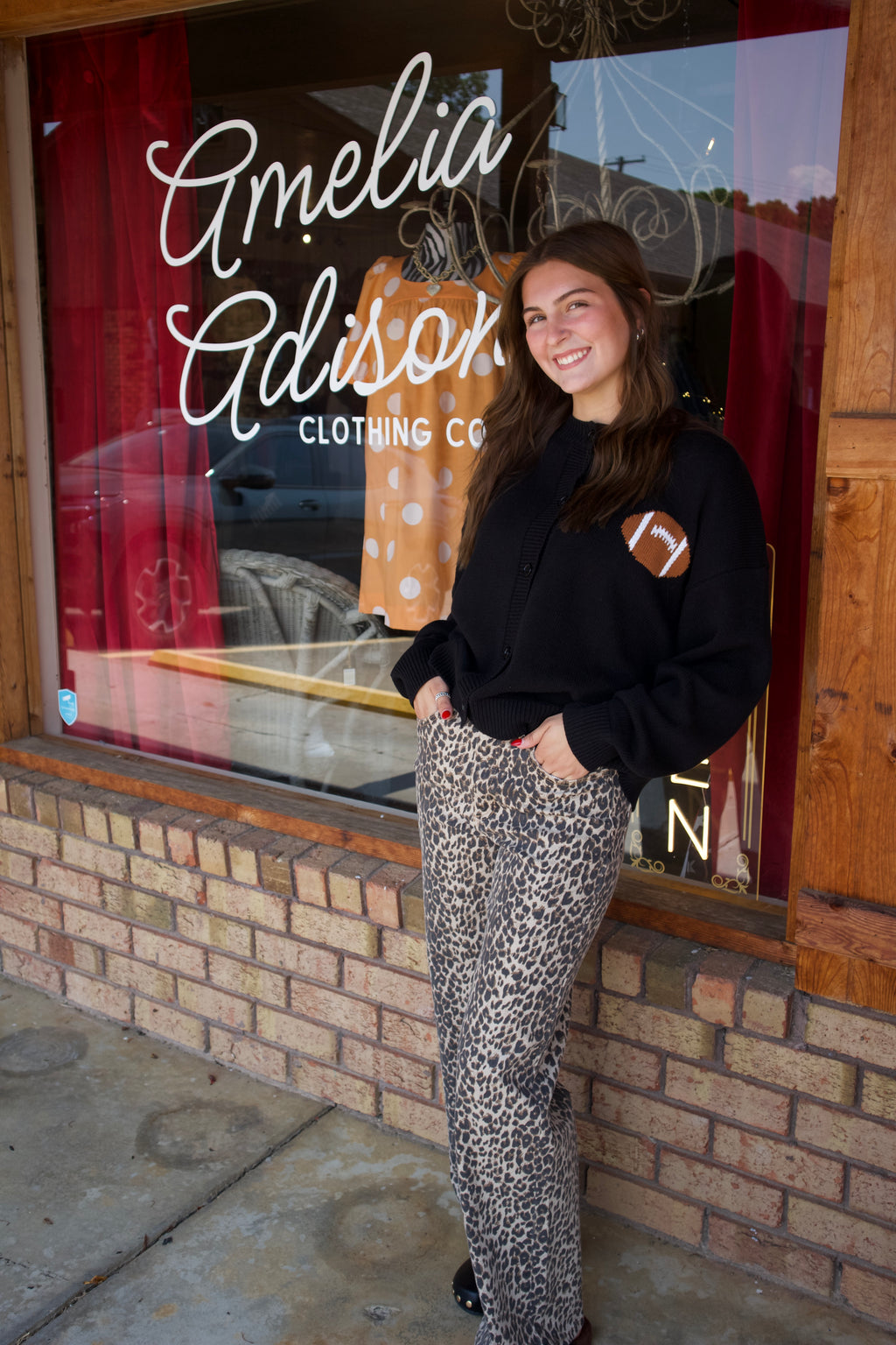 Long  Sleeve Football Sweater Cardigan