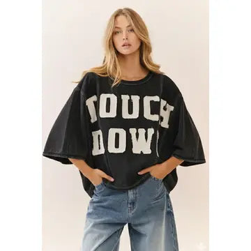 Acid Wash Oversized Short Sleeve Sweatshirt
